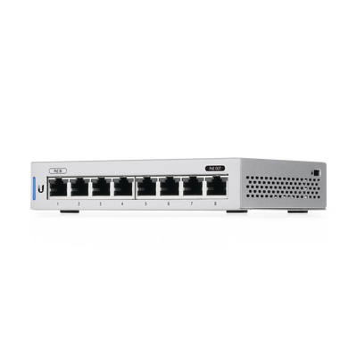 Switch UniFi Administrable capa 2 de 8 Puertos Gigabit (7 Ethernet y 1 PoE Pasivo 48V) - UBIQUITI