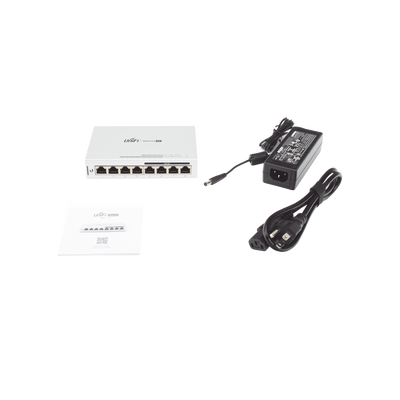 Switch UniFi Administrable capa 2 de 8 puertos Gigabit (4 Puertos Gigabit PoE 802.3af y 4 puertos Gigabit ethernet) 60W UB...