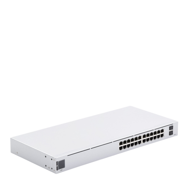 UniFi Switch USW-24, Capa 2 de 24 puertos 10/100/1000 Mbps + 2 puertos 1G SFP, pantalla informativa UBIQUITI - Vista 4