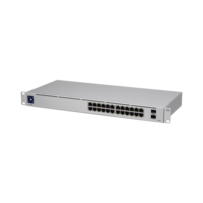 UniFi Switch USW-24, Capa 2 de 24 puertos 10/100/1000 Mbps + 2 puertos 1G SFP, pantalla informativa - UBIQUITI