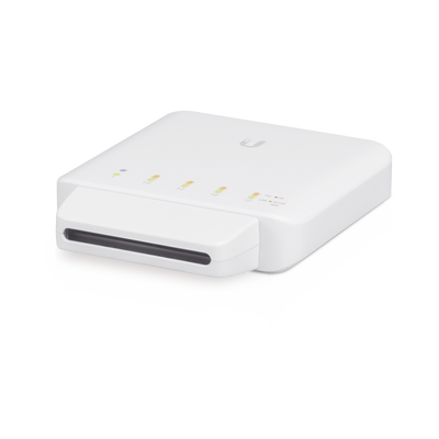 Switch UniFi FLEX de 5 puertos para semi-exterior IP55 (1 x PoE de entrada 802.3af/at/bt y 4 puertos PoE de salida 802.3af...