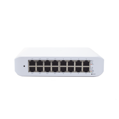 Switch UniFi Lite Administrable PoE de 16 Puertos 10/100/1000 Mbps (8 puertos 802.3af/at), 45 W UBIQUITI - Vista 3