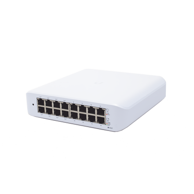 Switch UniFi Lite Administrable PoE de 16 Puertos 10/100/1000 Mbps (8 puertos 802.3af/at), 45 W UBIQUITI - Vista 4
