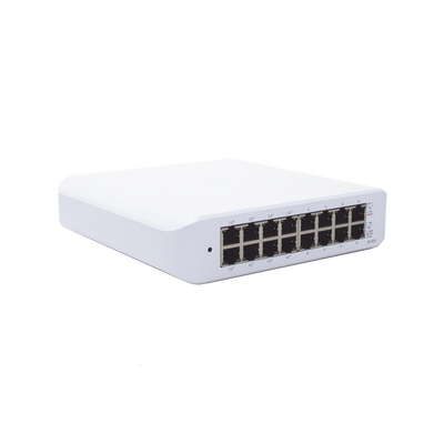 Switch UniFi Lite Administrable PoE de 16 Puertos 10/100/1000 Mbps (8 puertos 802.3af/at), 45 W UBIQUITI - Vista 5
