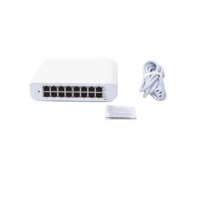 Switch UniFi Lite Administrable PoE de 16 Puertos 10/100/1000 Mbps (8 puertos 802.3af/at), 45 W UBIQUITI - Vista 7