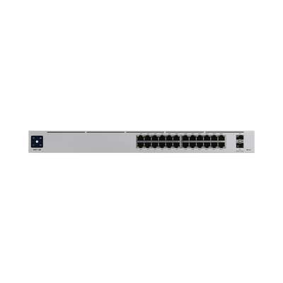 UniFi Switch USW-Pro-24-POE Gen2, con funciones capa 3, de 24 puertos PoE 802.3at/bt + 2 puertos 1/10G SFP+, 400W, pantall...