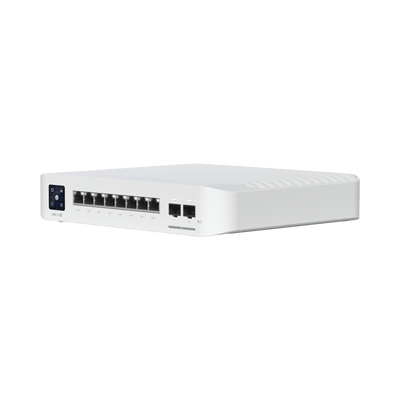 Switch UniFi Pro 8 PoE Administrable Capa 3, 8 puertos GbE / (6) puertos POE+ af/at y (2) puertos POE++ 802.3bt / (2) puer...