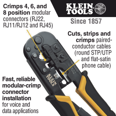 Pinzas para Terminación de Conectores RJ45/RJ11/RJ12 en Cable UTP. KLEIN TOOLS - Vista 3