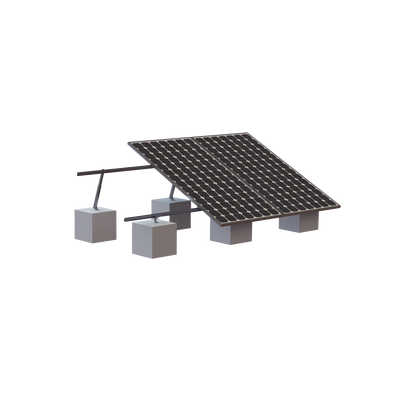 Montaje para 3 Panel Solar, Riel "8" de 4050mm para Módulos con Espesor de 35mm, Velocidad de Viento Máx. 136km/h (20° a 4...