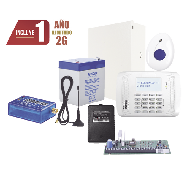 Kit de alarma / panel VISTA-48 / comunicador 2G multimarca MINI01-2G / botón de pánico con detección de caídas / app RControl | SIERRA STORE