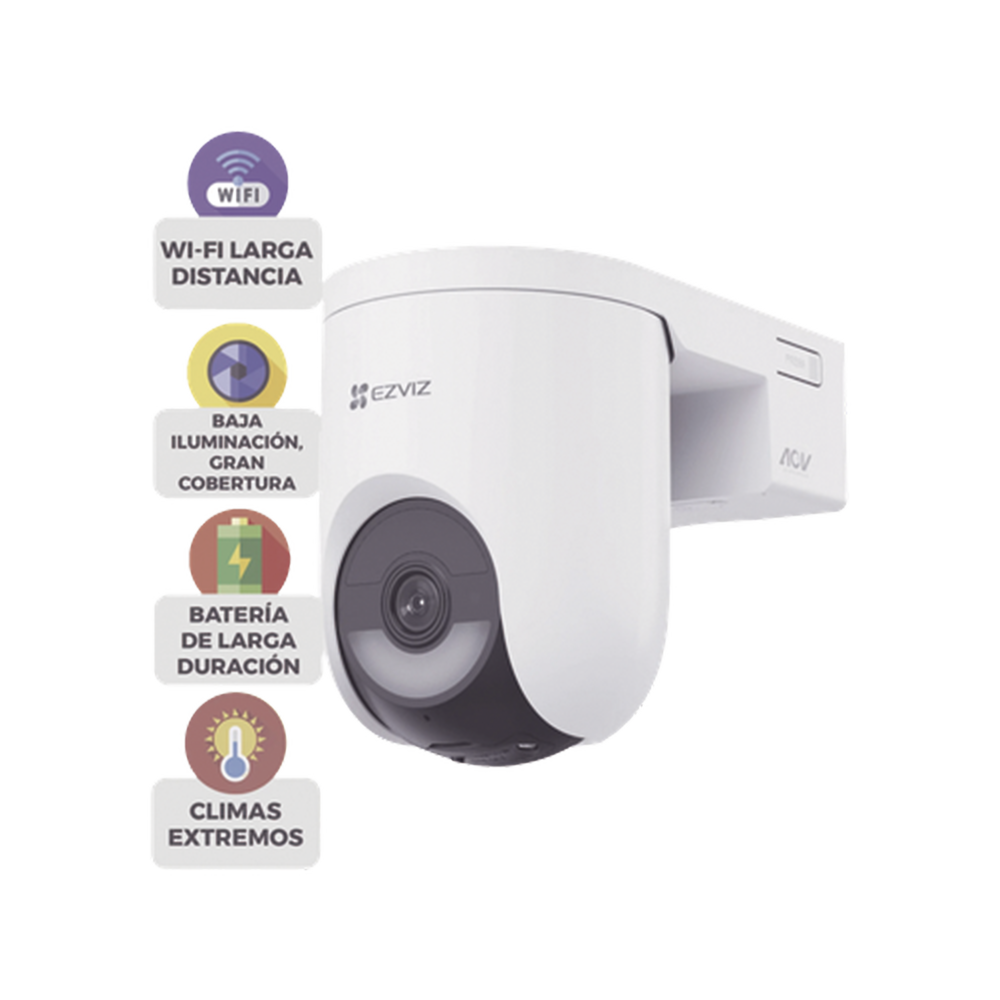 EZVIZ - CSHB8C/SP/4G/W - Kit Cámara PT 4G y Wi-Fi / 2K+ (4Megapixel)  / IA Detección Humano-Vehiculo / Color Nocturno / Batería 5200 mAh / IP65 / Incluye