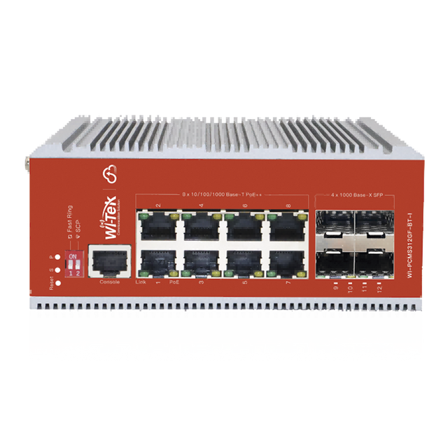 Switch Industrial PoE L2+ / 8 Puertos PoE 100/1000 Mbps / 4 Puertos SFP Gigabit / Presupuesto PoE 460 W / Sin Ventiladores / -40 °C a | SIERRA STORE