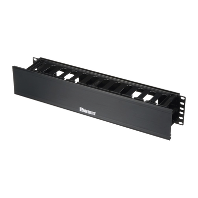 Organizador de Cables Horizontal PatchLink, Sencillo (Solo Frontal), Con Tapa Extendida, Para Rack de 19in, 2UR - PANDUIT