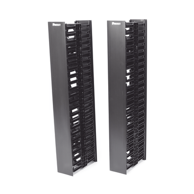 Organizador Vertical NetRunner, Sencillo (Solo Frontal), Para Rack Abierto de 45 Unidades, 4.9in de Ancho, Color Negro PAN...