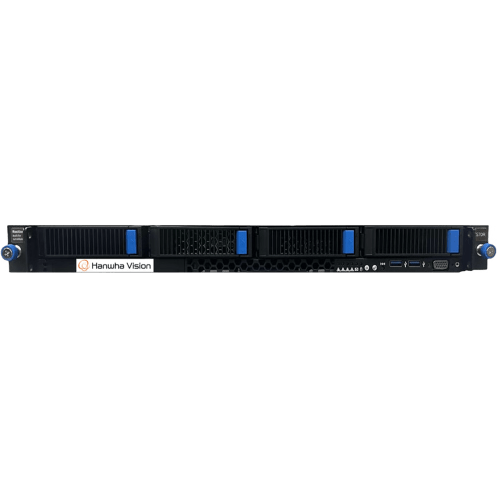 Hanwha Techwin Wisenet - WRR-P-E201W2-80TB - Servidor de Grabación 1U / 470 Mbps / 80 TB RAID 5 / Intel Xeon 6333P / 16 GB RAM / Dual SSD 480 GB / Fuente Redundante 450W / IPMI