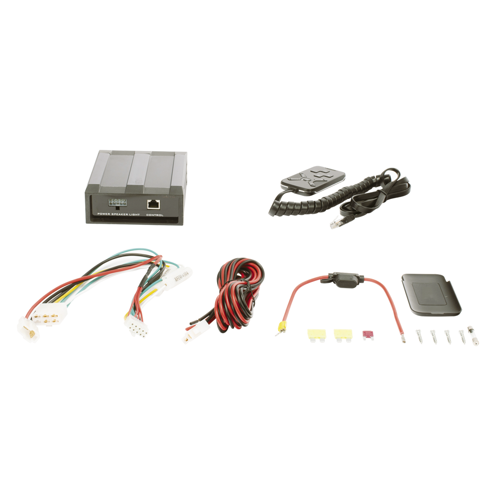 Sirena Vehicular de 100W de Potencia, Con Controlador Unimando Para Tonos, 2 Salidas Auxiliares y Microfono | SIERRA STORE