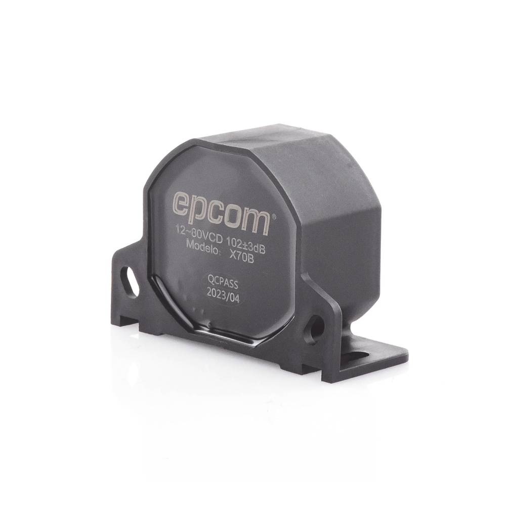 EPCOM X70B - Alarma de Reversa Vehicular / 105±3 dB / 12-80 Vcc / IP67 / 70 mm / Soporte Universal | SIERRA STORE