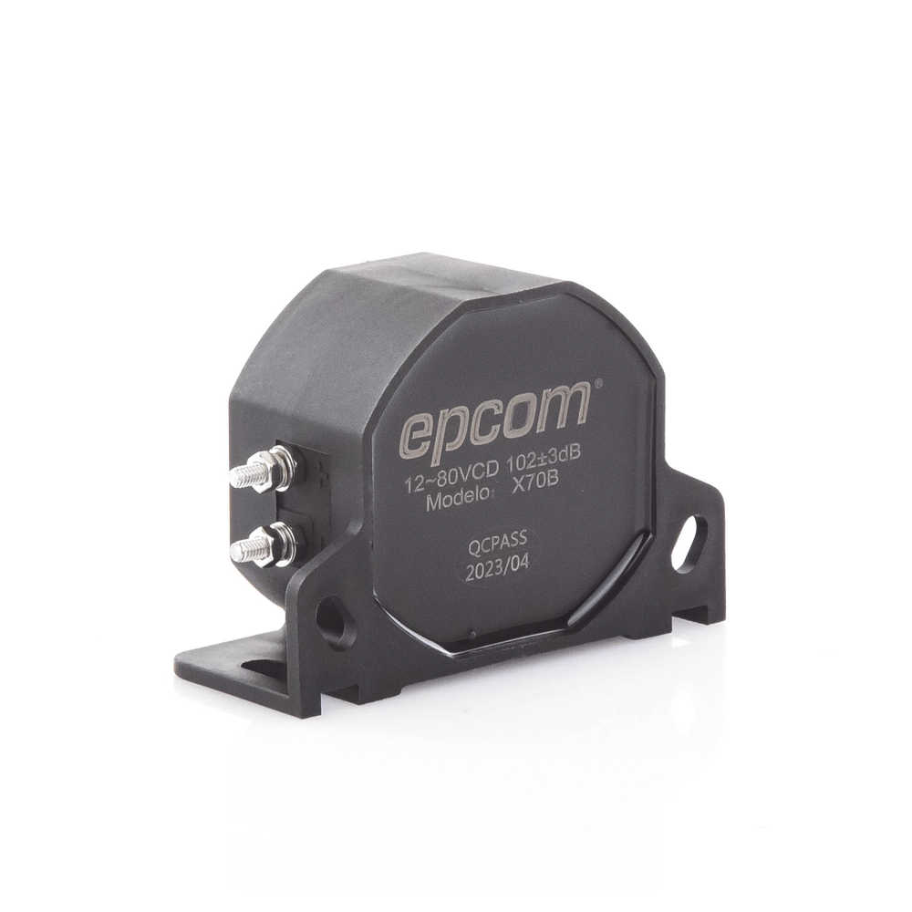EPCOM X70B - Alarma de Reversa Vehicular / 105±3 dB / 12-80 Vcc / IP67 / 70 mm / Soporte Universal | SIERRA STORE