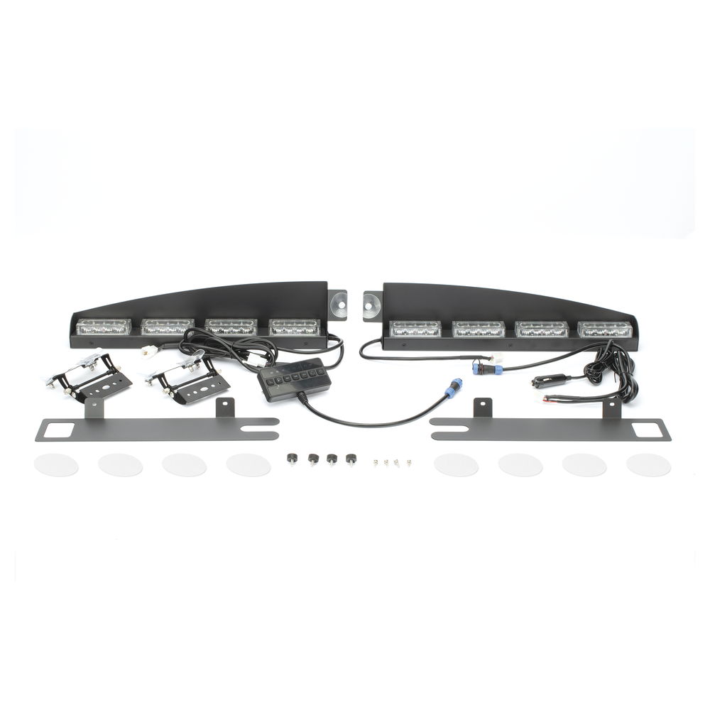 Luz de Visera LED / 32 LEDs de 3W / 22 Patrones Configurables / 96W / 12 VCC / Interior Rojo/Azul | SIERRA STORE