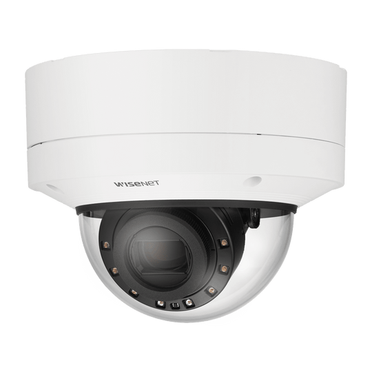 HANWHA VISION - XNV-6123R - Cámara IP Tipo Domo Antivandálico con inteligencia artificial 2MP Lente Varifocal 5.2 - 62.4 MM IR 70M/ H.265/ H.264/WDR 150DB/ HLC/