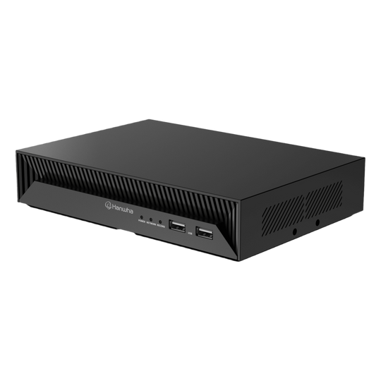 Hanwha Techwin Wisenet - XRN-426S-1T - NVR Inteligente 4CH AI / Soporte Cámaras 8MP / Códecs H.265-H.264-MJPEG / Grabación 40Mbps / 4 Puertos PoE / SSD 1TB / Salida HDMI /