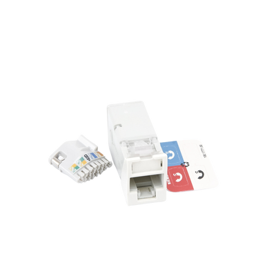Jack Z-Max Cat6A, UTP, Montaje Híbrido en Placa de Pared (Plano y Angulado), Color Blanco, Versión Bulk (Sin Empaque Indiv...