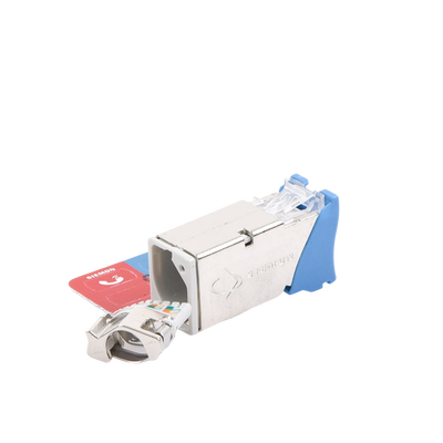 Jack Z-MAX Cat6A, Blindado, Montaje Híbrido en Placa de Pared (Plano y Angulado), Color Azul SIEMON - Vista 2