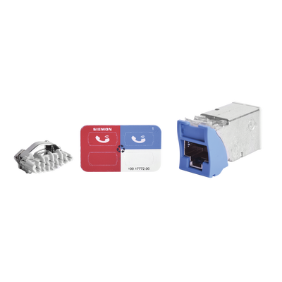 Jack Z-Max Cat6A, Blindado, Montaje Híbrido en Placa de Pared (Plano y Angulado), Color Azul, Versión Bulk (Sin Empaque In...