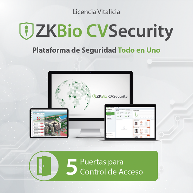 Licencia de Software / Control de Acceso / 5 Puertas / Vitalicia / Paneles InBioPro e InBio / Biométricos Green Label | SIERRA STORE