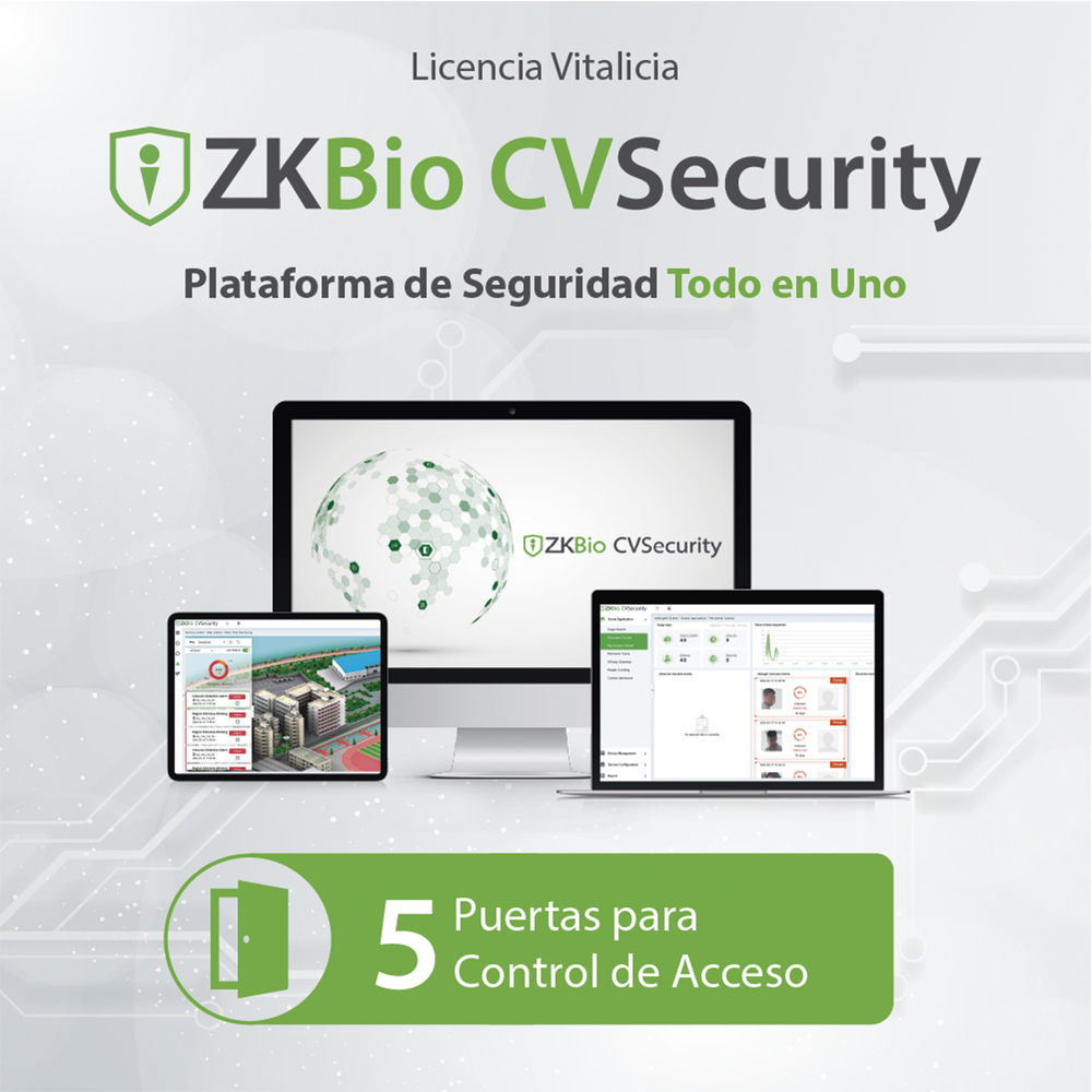 Licencia de Software / Control de Acceso / 5 Puertas / Vitalicia / Paneles InBioPro e InBio / Biométricos Green Label | SIERRA STORE
