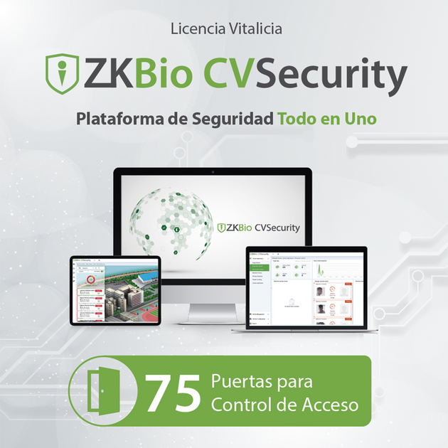 Licencia de Software / Control de Acceso / 75 Puertas / Vitalicia / Green Label / Paneles InBio | SIERRA STORE