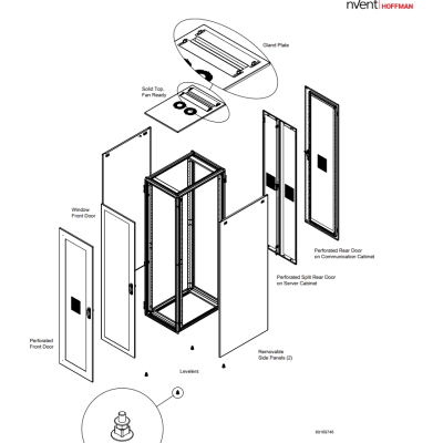 Gabinete de Telecomunicaciones / 48 UR / 2350 x 800 x 1200 mm (7.7 x 2.6 x 3.9 ft) / Acero Negro RAL 9005 / Puertas Perforadas / | SIERRA STORE
