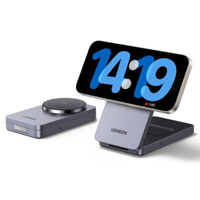 Cargador Inalámbrico 2 en 1 20W / Tecnología Qi2 15W Certificada / Carga Simultánea iPhone y AirPods / Ángulo Ajustable 70...