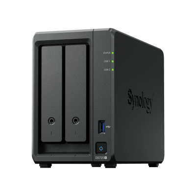 NAS Synology DiskStation DS725+ | 2 Bahías | Expandible hasta 7 Unidades | 2 Ranuras M.2 NVMe | Puerto 2.5GbE | Rendimient...