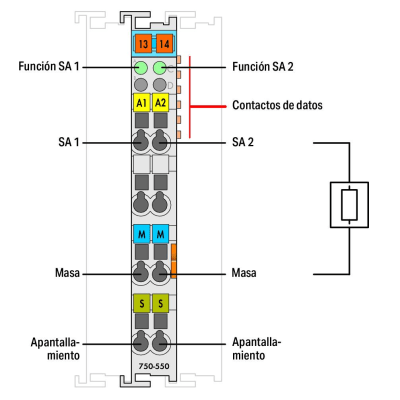 Módulo de Salida Analógica / 2 Canales 0-10V DC / 12 Bits Resolución / Aislamiento Galvánico 500 kV / Protección Contra Co...