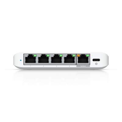 USW Flex Mini 2.5G Switch de 5 puertos 2.5G, Compacto, para Escritorio, se puede Energizar por PoE o con un Adaptador tipo...