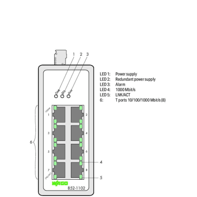 Switch Industrial / 8 Puertos Gigabit 1000Base-T / Alimentación Redundante 9-57V DC / Carcasa Metálica IP30 / Rango Temper...