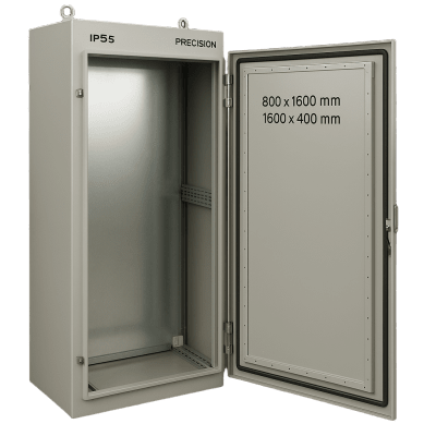 Gabinete de Acero IP55 / 800 x 1600 x 400 mm / IK10 / Carga 80 kg / Placa Trasera 750 x 1565 mm / Exterior | SIERRA STORE