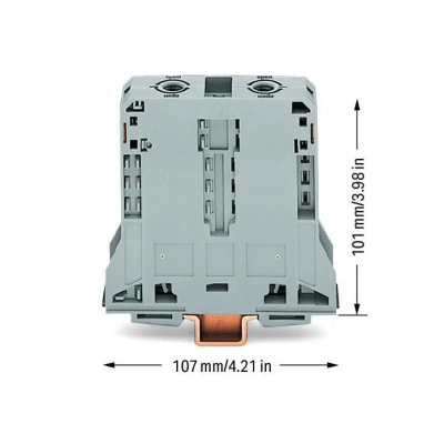 Borna de Paso para Corrientes Elevadas, 95 mm², POWER CAGE CLAMP, 2 Puntos de Conexión, 232 A, 1000 V, Montaje Carril DIN ...