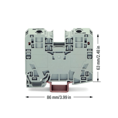 Borna de Paso, 35 mm², POWER CAGE CLAMP, 125 A, 1000 V, Montaje Carril DIN 35x15, Gris, Para Conductores 6-35 mm², Conecto...