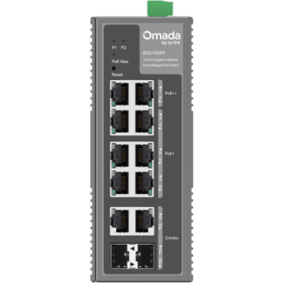 Switch Industrial PoE / 10 Puertos Gigabit / 2× PoE++ 802.3bt (Hasta 60 W) + 6× PoE+ 802.3at/af / 2× Combo RJ45/SFP Gigabit / | SIERRA STORE