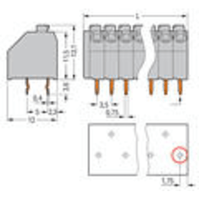 Bloque Terminal PCB / 8 Polos / Push-in CAGE CLAMP® / 1.5 mm² / 8A 320V / Pin Spacing 3.5 mm / Botón Push / THT / Policarb...