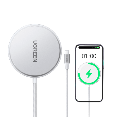 Cargador Inalámbrico Magnético 15W / Protocolo Qi 2 / USB-C 9V 2.2A / Eficiencia 83% / Protección Multinivel / Material PC...