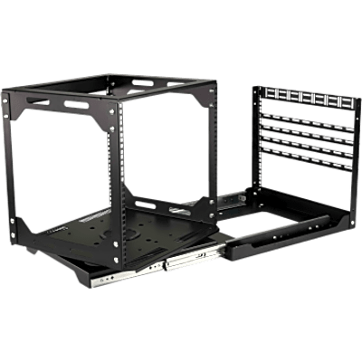 Rack Abierto Deslizante y Giratorio / 12U / Rotación 360° / Carga 68 kg (150 lbs) / Norma EIA/ECA-310-E / Gestión de Cables | SIERRA STORE