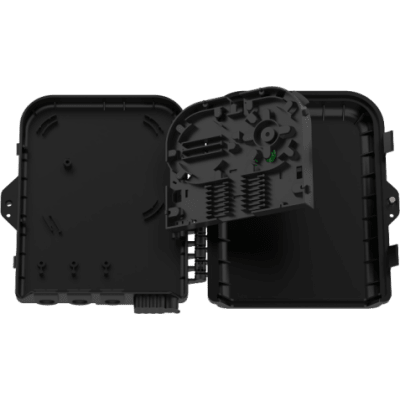 Caja de Empalme FTTx / 24 Fusiones / Splitter 1x8 SC/APC / 8 Acopladores SC/APC / 3 Puertos Troncal / IP65 / Interior-Exterior | SIERRA STORE