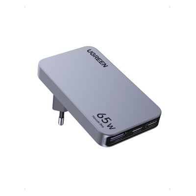 Cargador Rápido GaN 65W UGREEN / 2 Puertos USB-C + 1 Puerto USB-A / Tecnología GaN / Carga Rápida PPS PD 3.0 QC 4.0 / Comp...