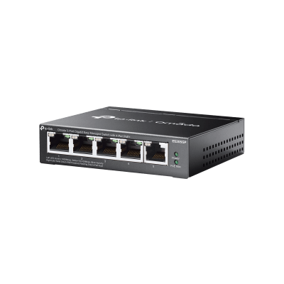 Switch Gestionado 5 Puertos Gigabit / 4 Puertos PoE+ 802.3at/af / 65W Power Budget / Gestión Cloud Omada SDN / Sin Ventiladores / QoS | SIERRA STORE