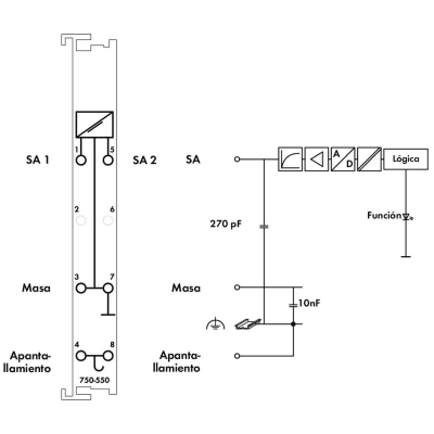 Módulo de Salida Analógica / 2 Canales 0-10V DC / 12 Bits Resolución / Aislamiento Galvánico 500 kV / Protección Contra Co...