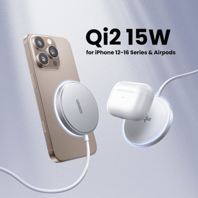 Cargador Inalámbrico Magnético 15W / Protocolo Qi 2 / USB-C 9V 2.2A / Eficiencia 83% / Protección Multinivel / Material PC...