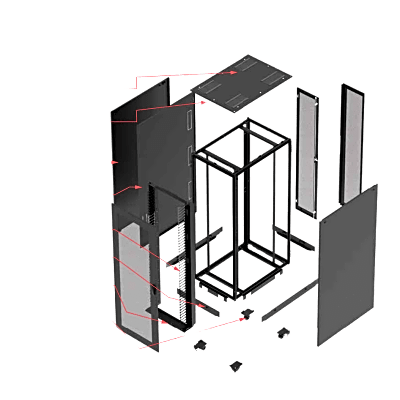 Gabinete para Servidor / 45U / 7.05 x 1.97 x 3.94 pies / Acero 12 Gauge / Carga 1361 kg / RAL 9005 Negro | SIERRA STORE